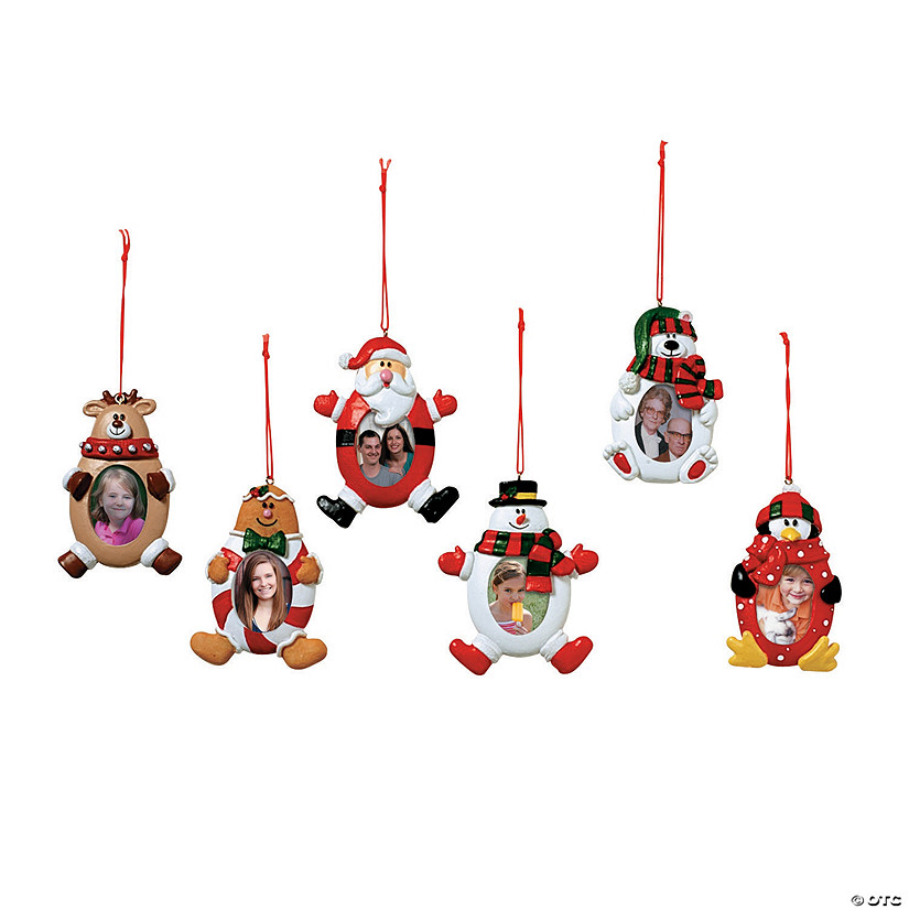 Christmas Character Picture Frame Ornaments - 12 Pc.