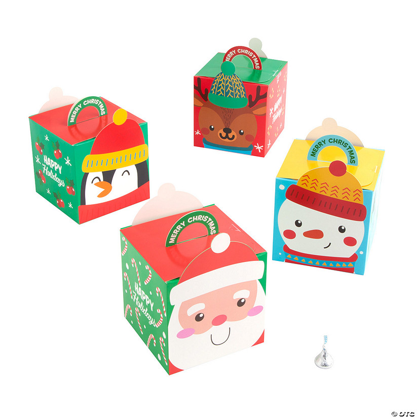 Christmas Character Treat Boxes with Handles - 12 Pc. Image