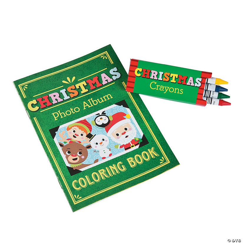 Christmas Coloring Books with Crayons for 12 Image