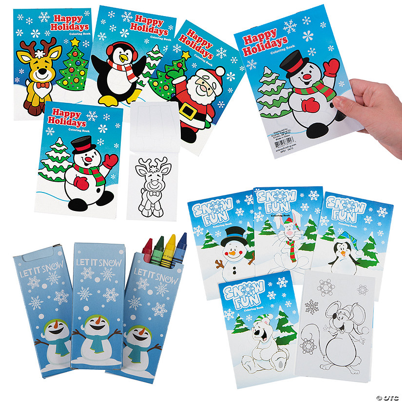Christmas Coloring Books with Crayons Kit for 144 Oriental Trading