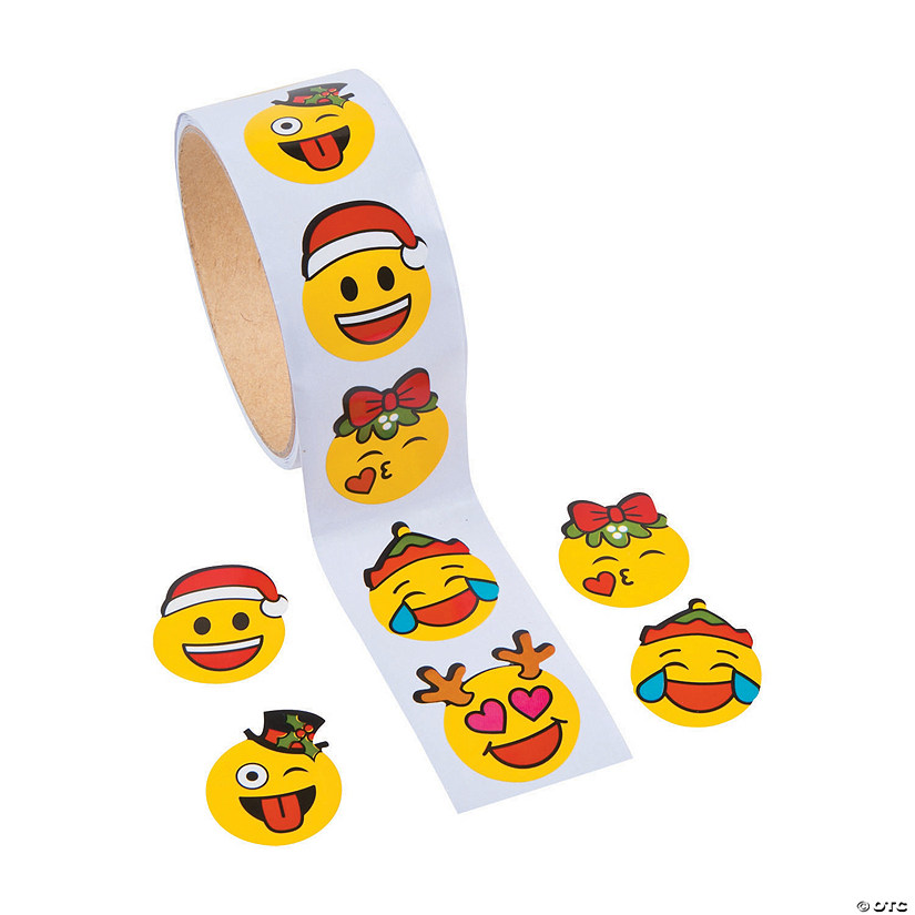 Christmas Emoji Sticker Roll - 100 Pc. Image