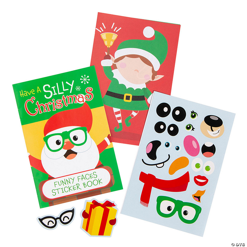 Christmas Funny Faces Sticker Books - 12 Pc. Image