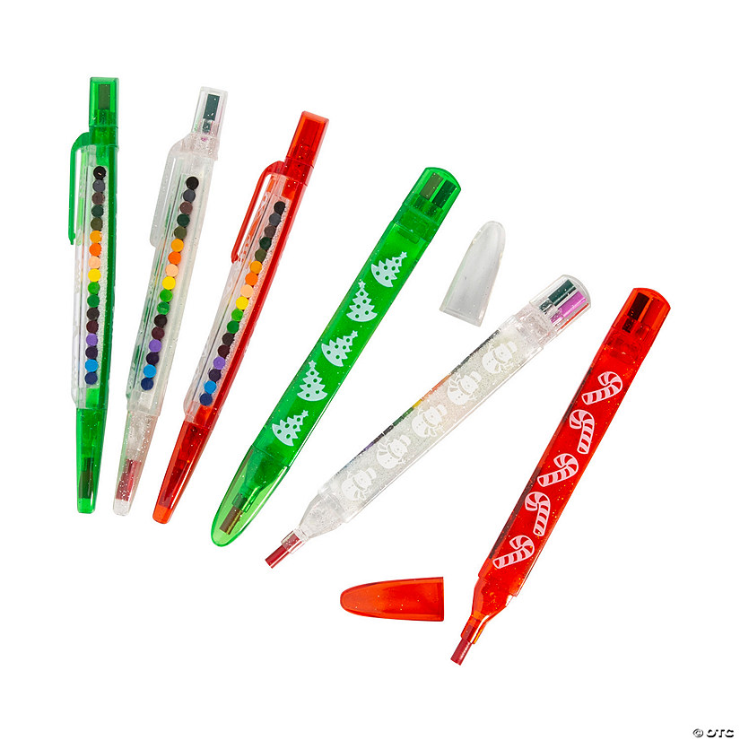 Christmas Glitter Stacking Crayons - 12 Pc. Image