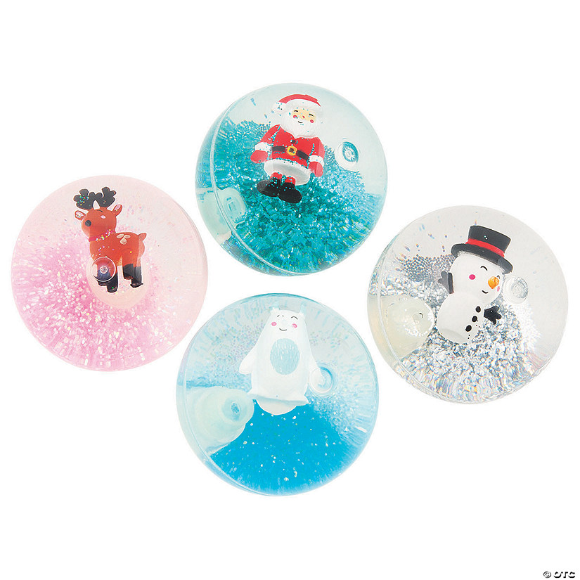 Christmas Glittered Water Bouncy Balls - 12 Pc. Image