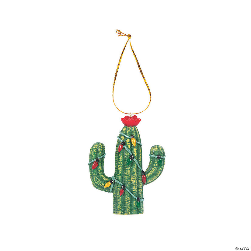 Christmas Lights Cactus Resin Ornaments - 12 Pc. Image
