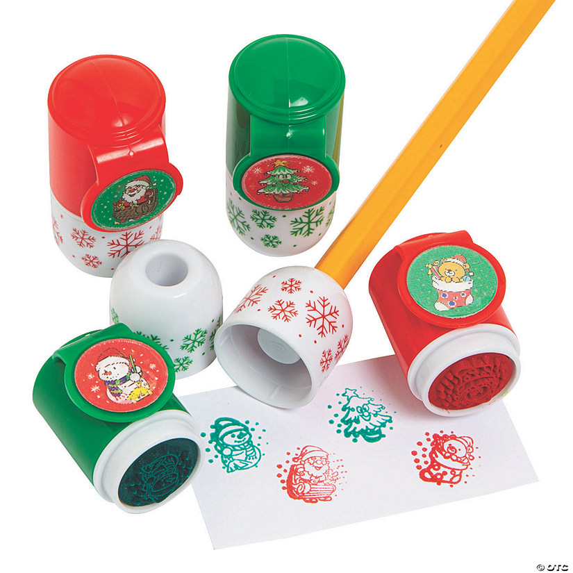 Christmas Mini Pencil Topper Stampers - 12 Pc. Image