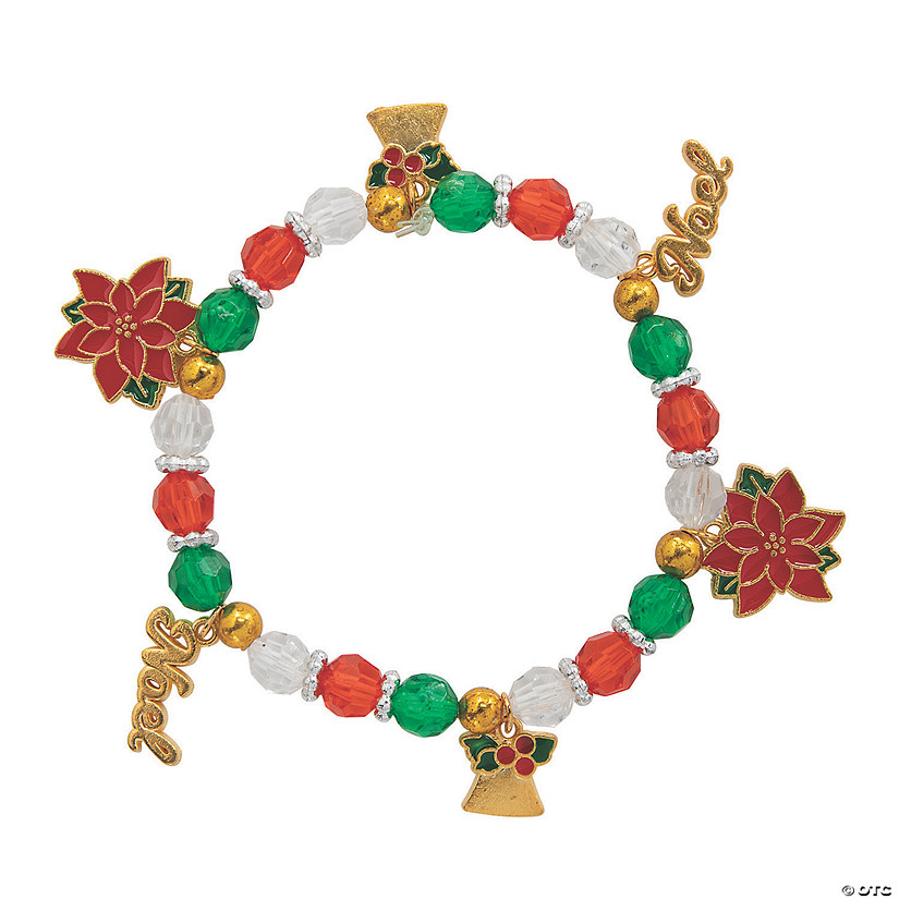 Christmas Noel Charm Beaded Bracelet Craft Kit - Makes 12 Image