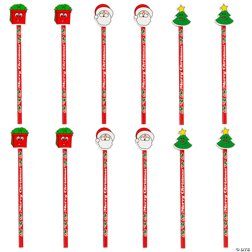 Christmas Pencils with Eraser Toppers Oriental Trading