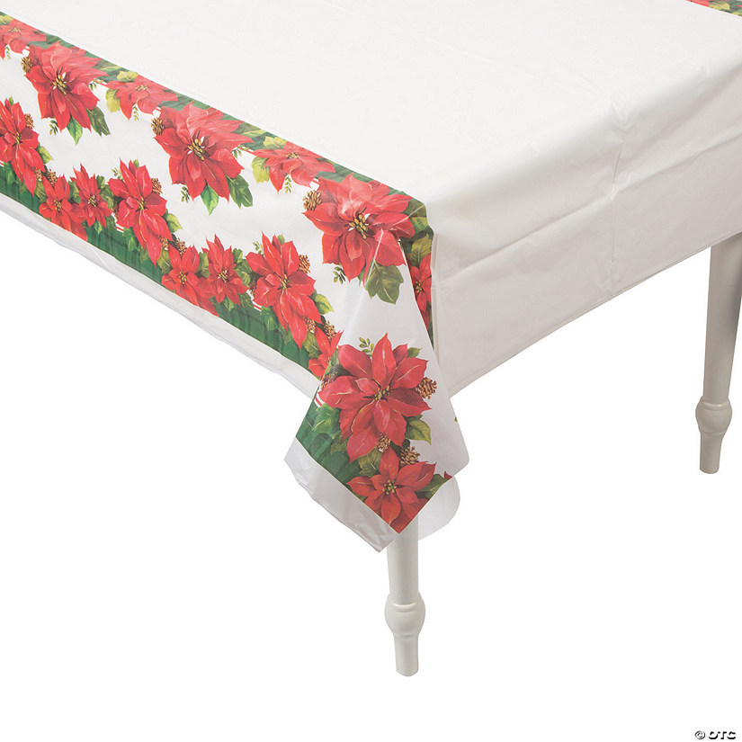 Christmas Poinsettia Plastic Tablecloth Discontinued