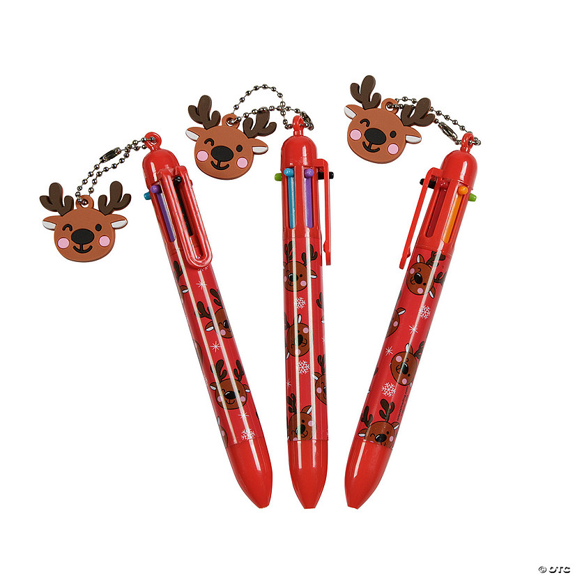 Christmas Shuttle Pens with Reindeer Charm - 12 Pc. Image