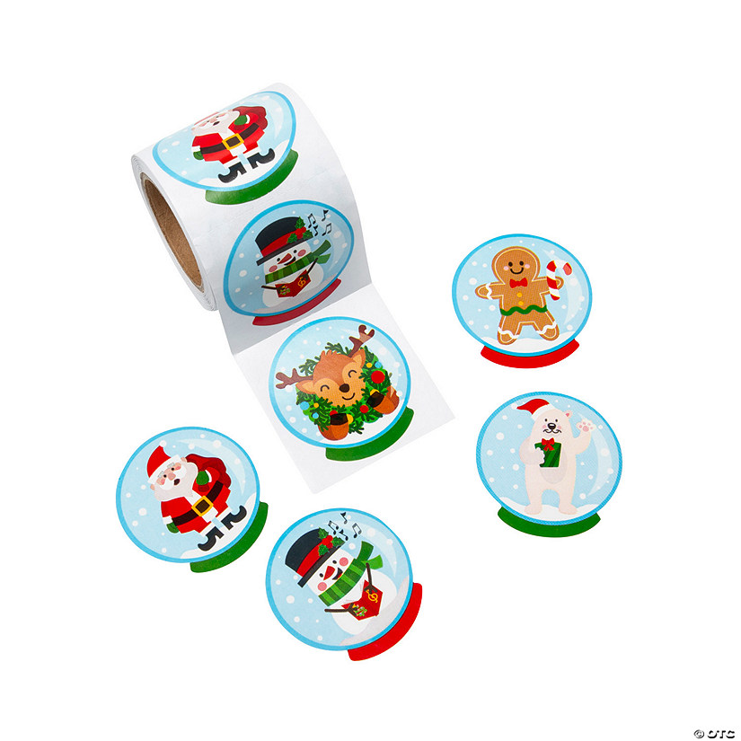 Christmas Snow Globe Sticker Roll - 100 Pc. Image