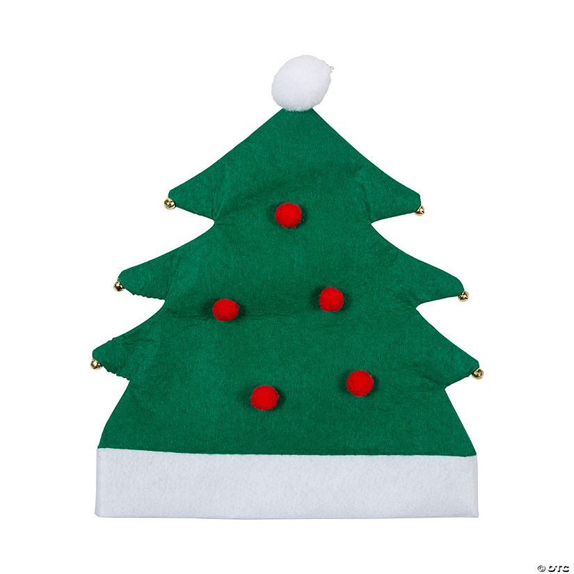 Christmas Tree Hats with Jingle Bells - 12 Pc. Image