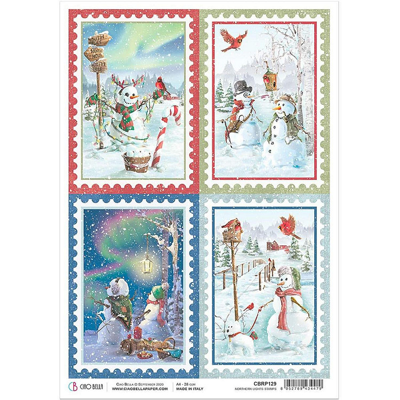 Ciao Bella Rice Paper A4 Northern Lights Stamps Image