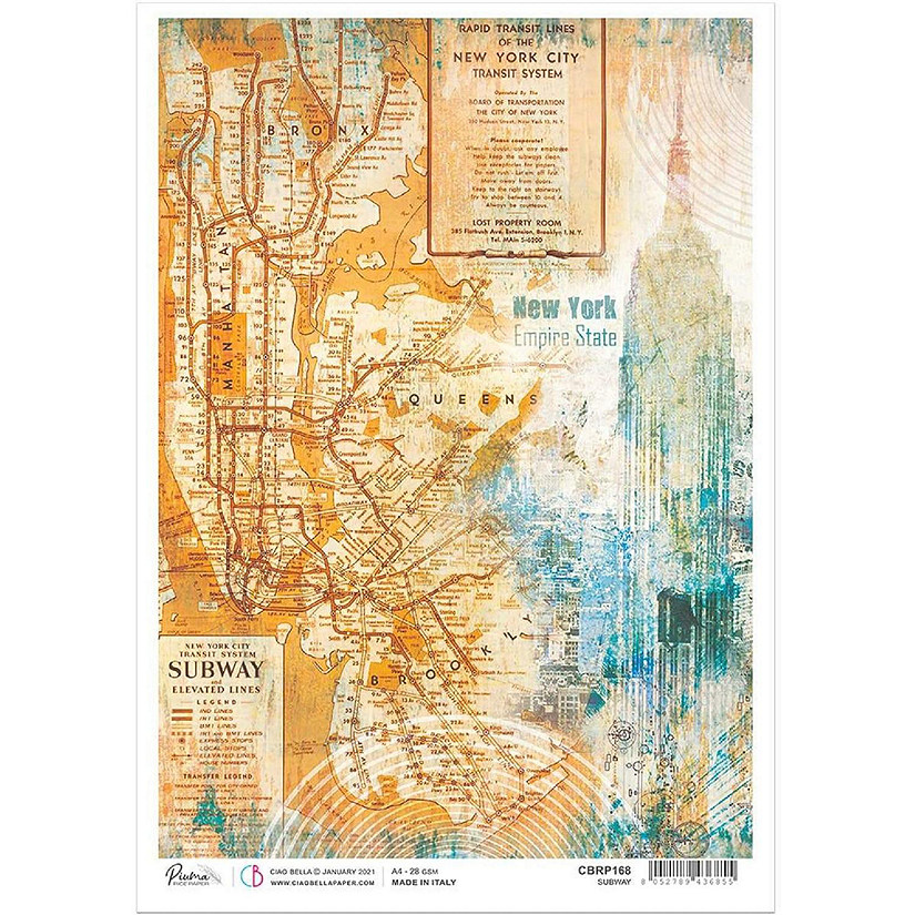 Ciao Bella Rice Paper A4 Subway Image