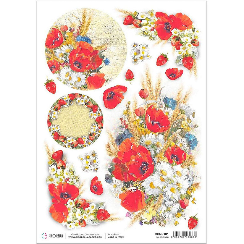 Ciao Bella Rice Paper A4 Wildflower Image