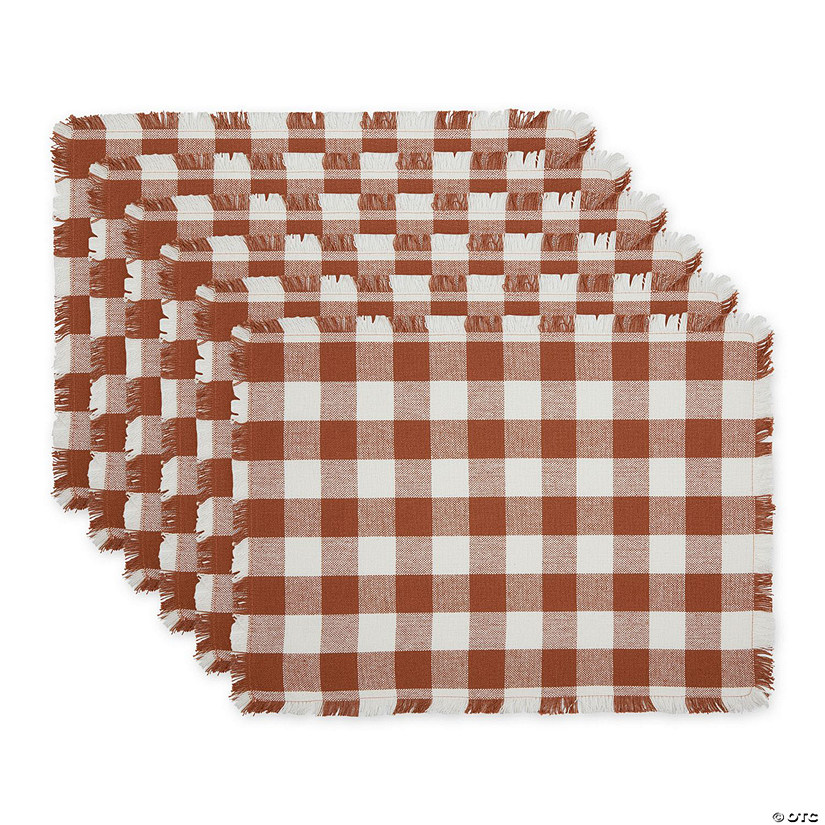 Cinnamon Heavyweight Check Fringed Placemat (Set Of 6) Image