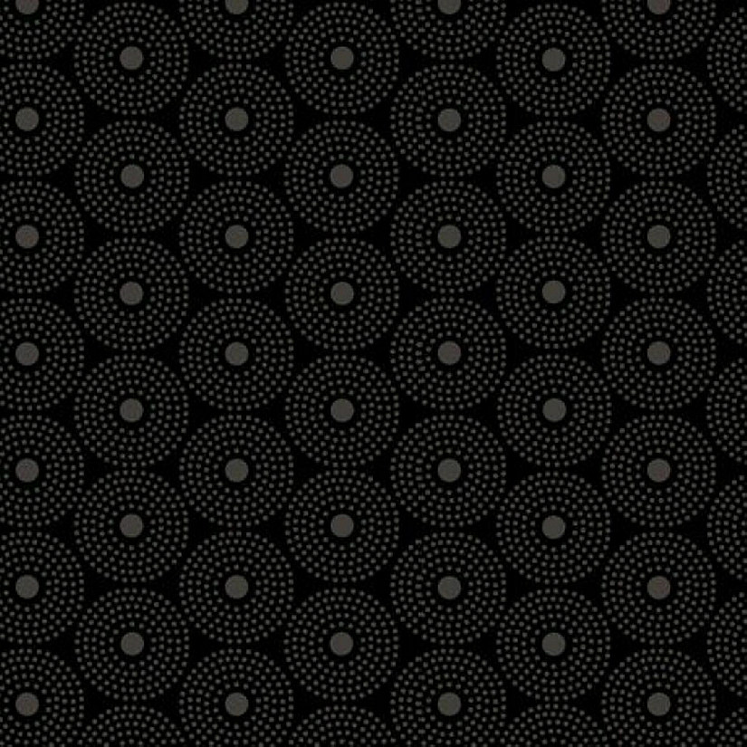 Circles Quilting Illusions Dk.Gray on Black Cotton Fabric by Quilting Treasures Image