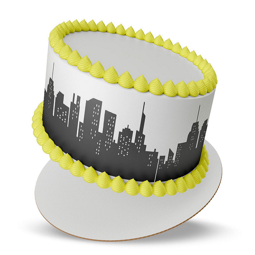 City Background Edible Cake Border Strips Image