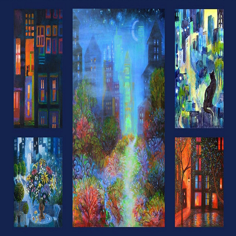 City Lights Panel 23x 42 Cotton Fabric by Clothworks