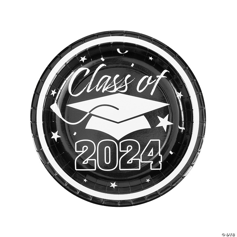 Class of 2024 Black Paper Dinner Plates - 25 Ct. Image
