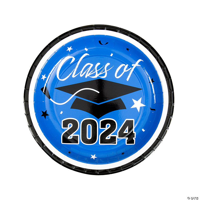 Class of 2024 Blue Paper Dinner Plates - 25 Ct. Image