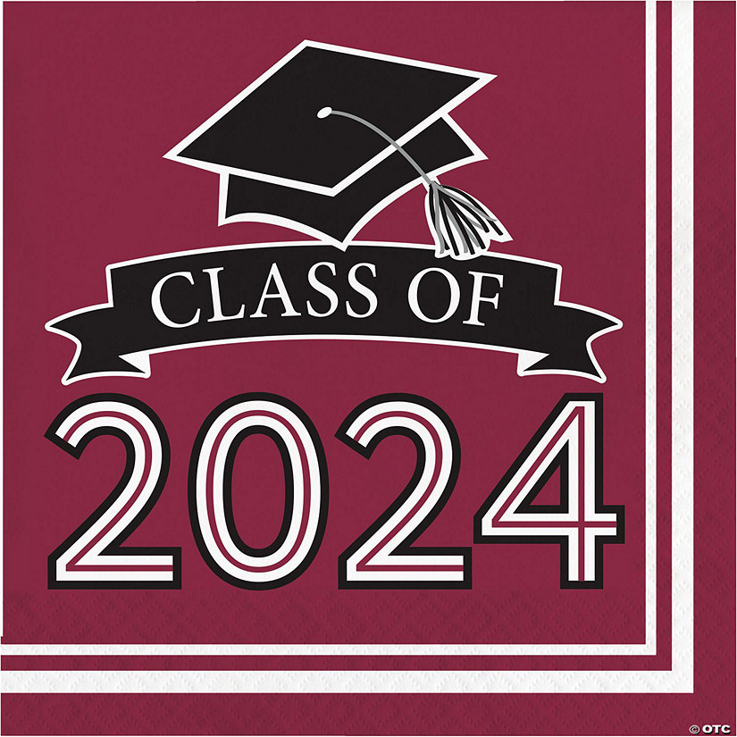 Class of 2024 Burgundy Red Graduation Napkins, 108 ct Image
