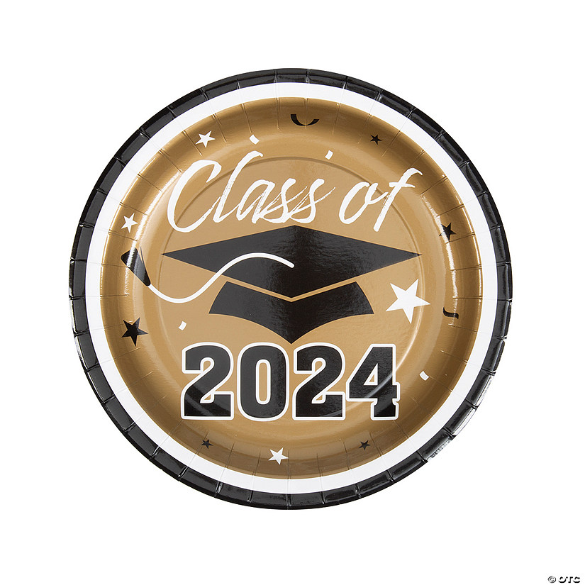 Class of 2024 Gold Paper Dinner Plates - 25 Ct. Image