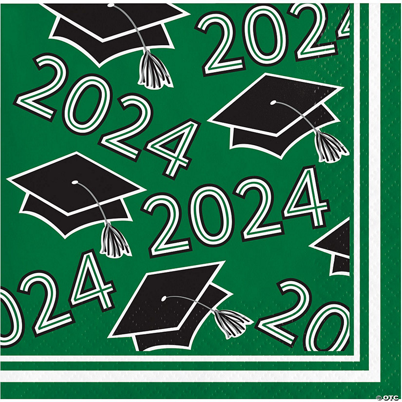 Class of 2024 Green Graduation Cocktail Napkins, 108 ct Image