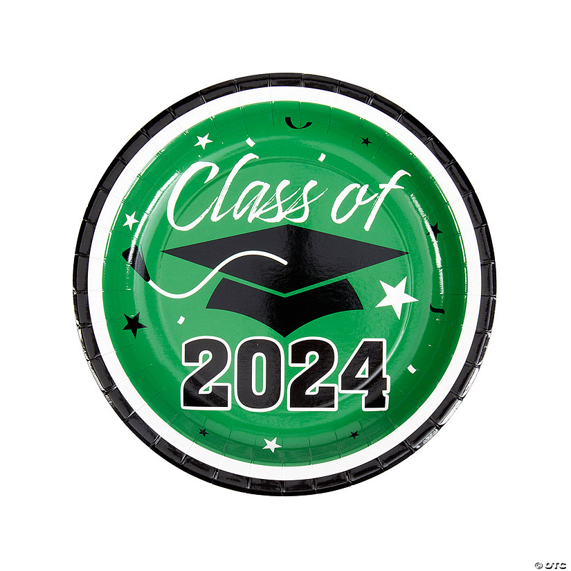 Class of 2024 Green Paper Dinner Plates - 25 Ct. Image