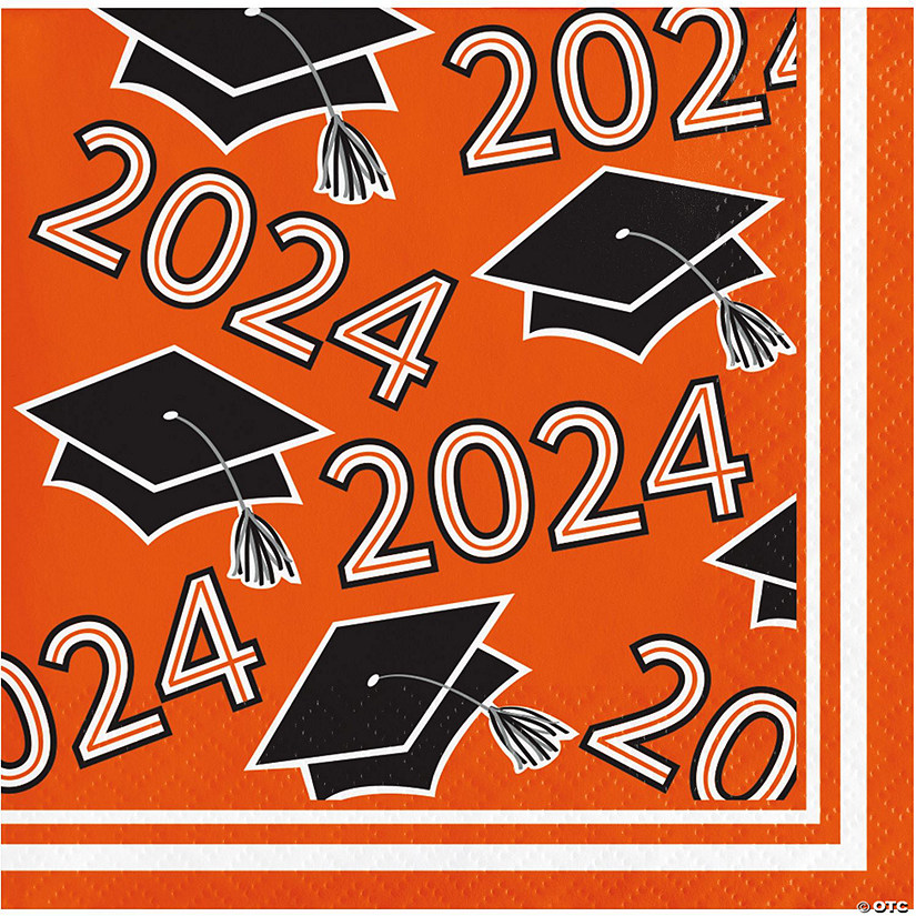 Class of 2024 Orange Graduation Cocktail Napkins, 108 ct Image