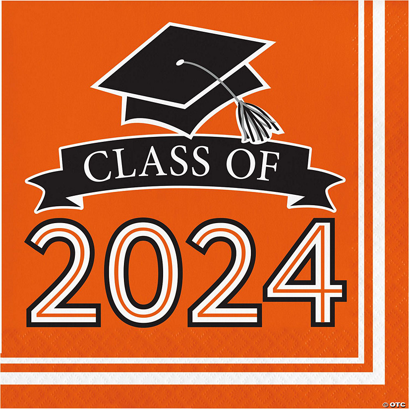 Class of 2024 Orange Graduation Napkins, 108 ct Image