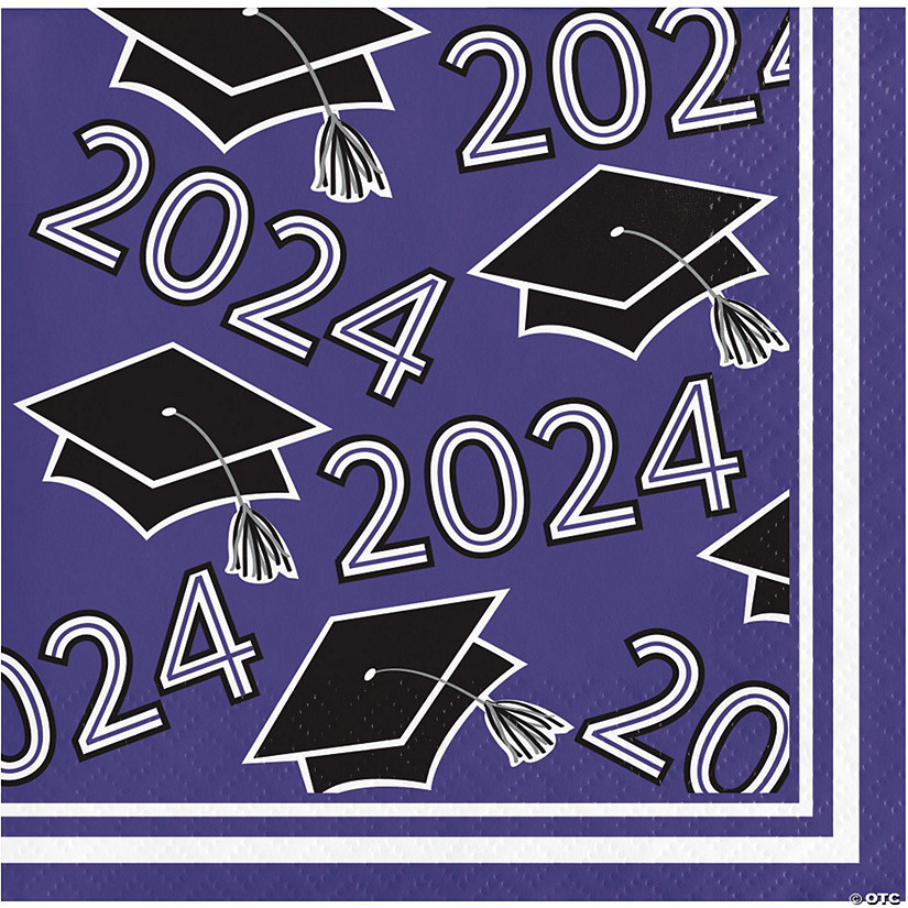 Class of 2024 Purple Graduation Cocktail Napkins, 108 ct Image
