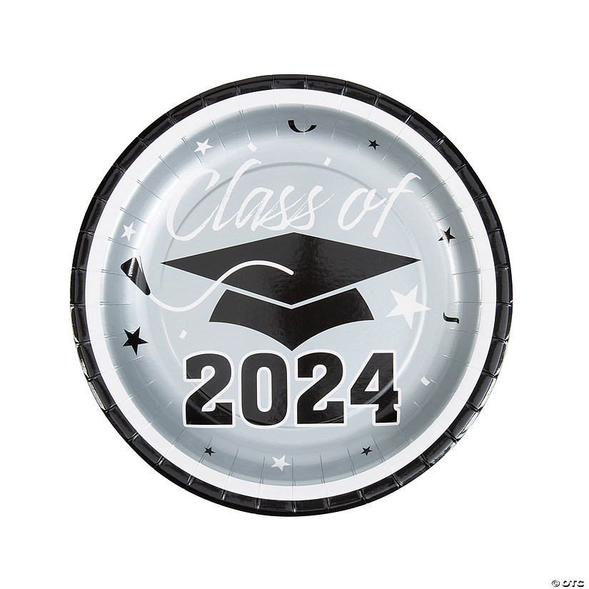 Class of 2024 Silver Paper Dinner Plates - 25 Ct. Image