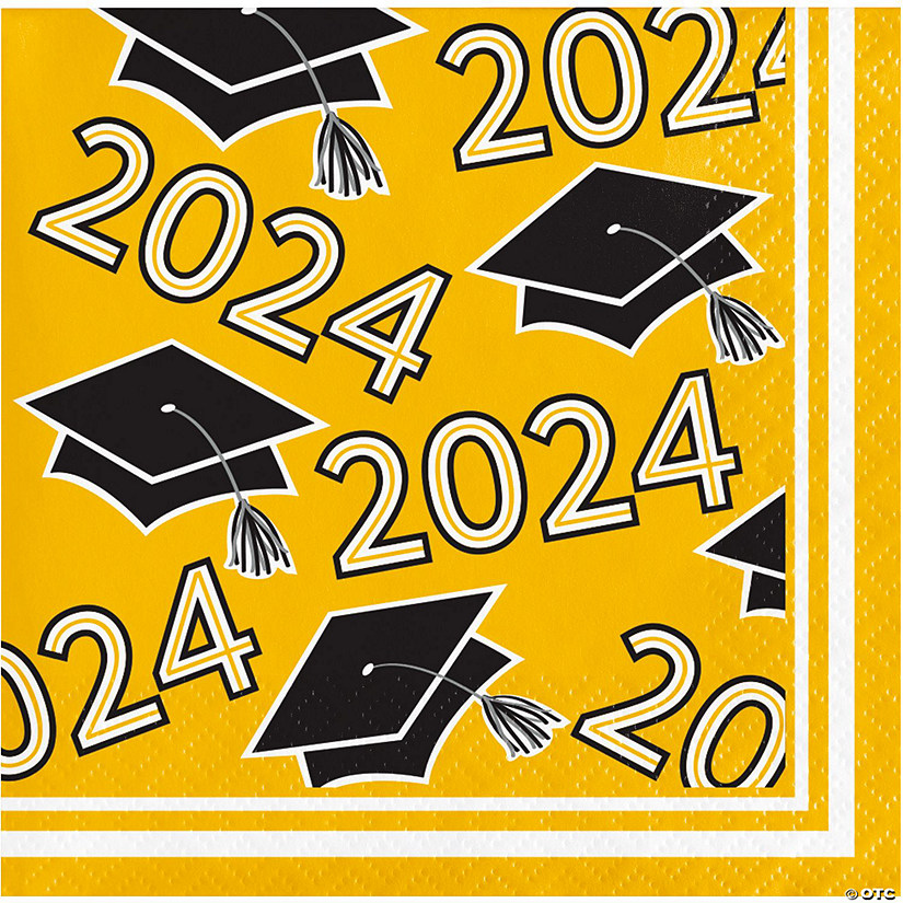 Class of 2024 Yellow Graduation Cocktail Napkins, 108 ct Image