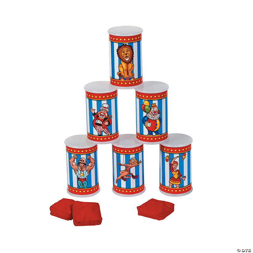 Classic Carnival Icons & Characters Stacked Can Bean Bag Toss Game Image