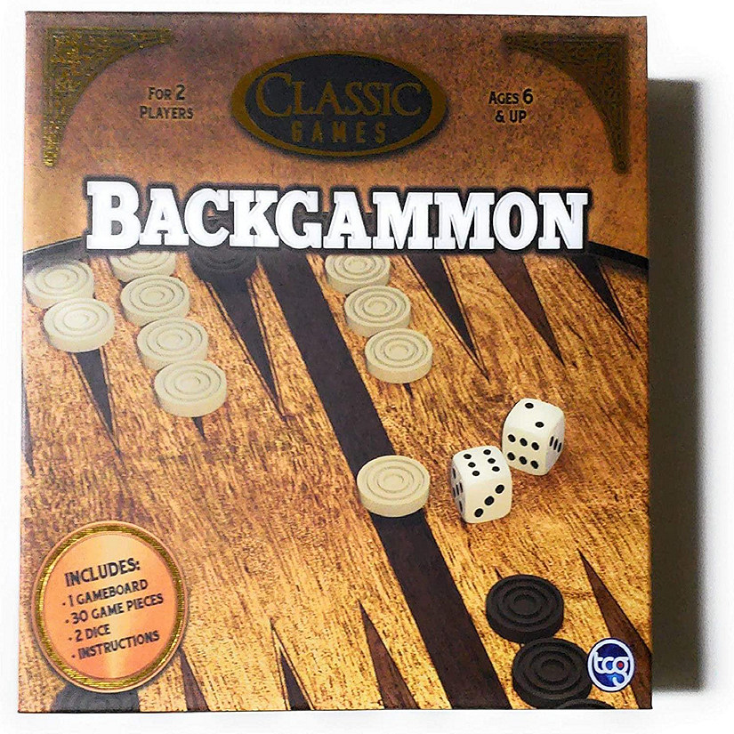 Classic Games Wood Backgammon Set  Board & 30 Game Pieces Image