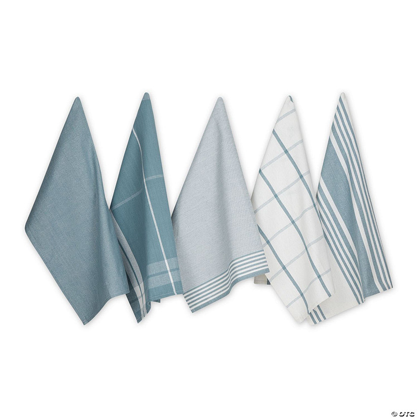 Classic Oversized Smoke Blue Woven Dishtowels (Set Of 5) Image