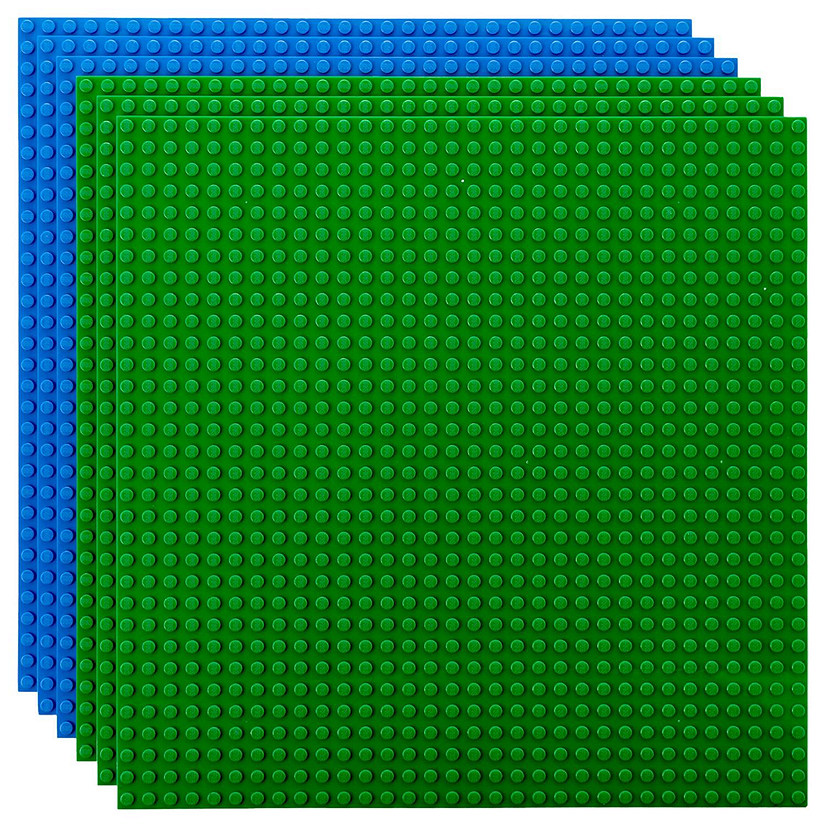 Classic Stackable Baseplates, For Building Bricks, Bases for Tables, Mats, and More, Basic Colors, 6 Pack, 10x10 Inches Image