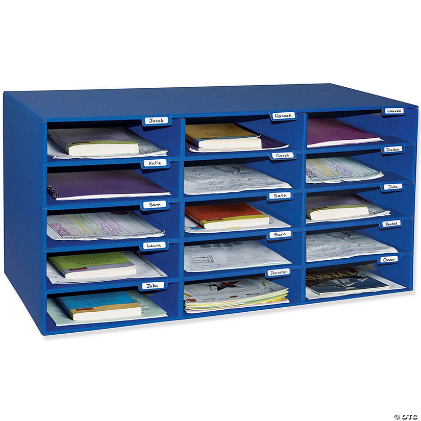 Classroom Keepers MailboProper, 15-Slot, Blue, 16-3/8"H Proper 31-1/2"W Proper 12-7/8"D Image