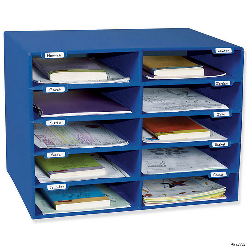 Classroom Keepers Mailbox, 10-Slot, Blue, 16-5/8"H x 21"W x 12-7/8"D Image