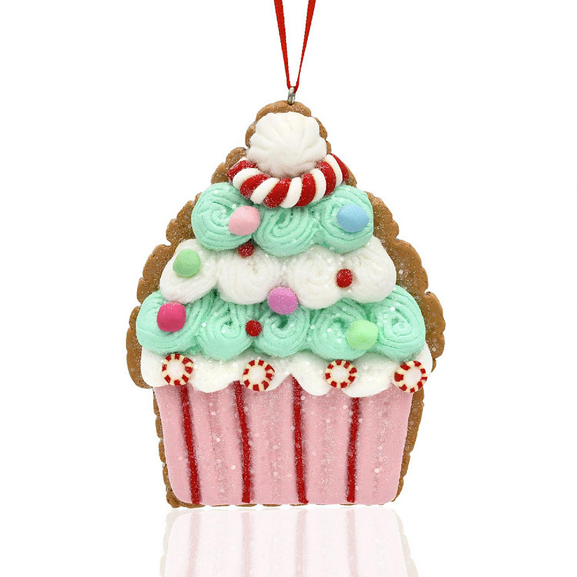 Clay Frosted Pink Cupcake Ornament Image