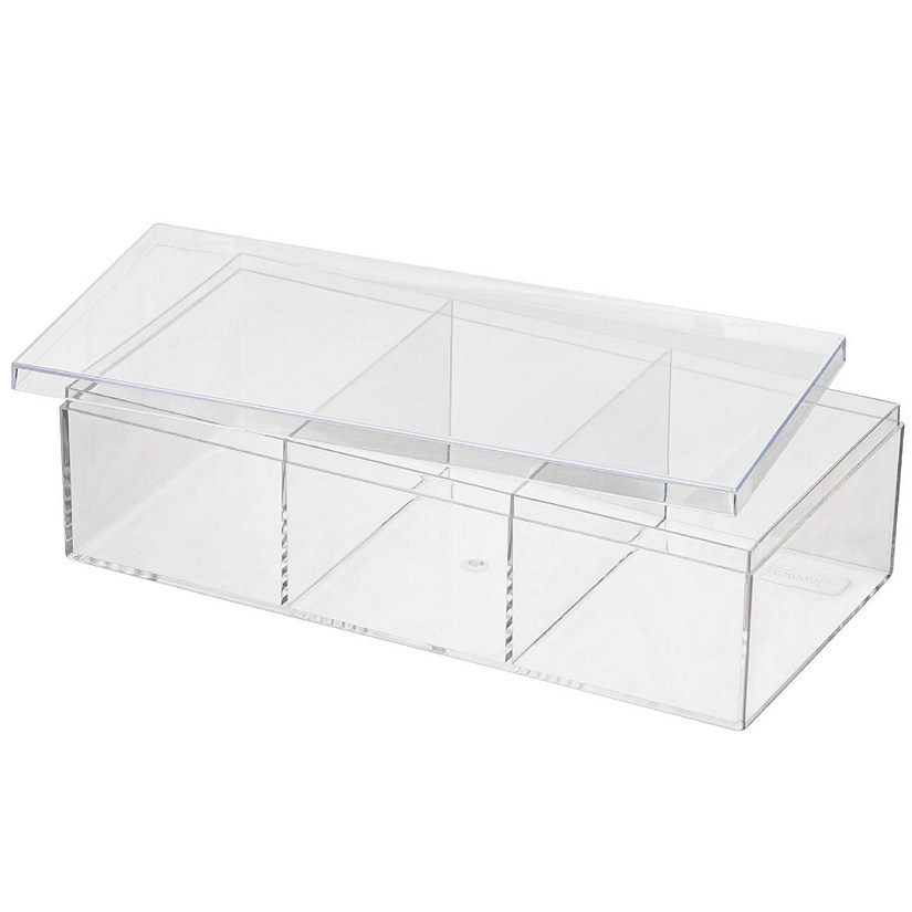 Clear Acrylic Boxes 7.5"X3.75"X2" Three Sectional 8 Pack Image