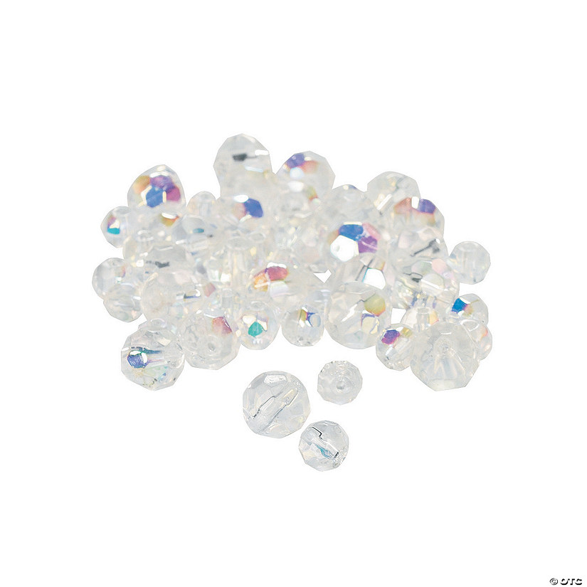 Clear Aurora Borealis Cut Crystal Round Beads - 4mm-6mm | Oriental Trading