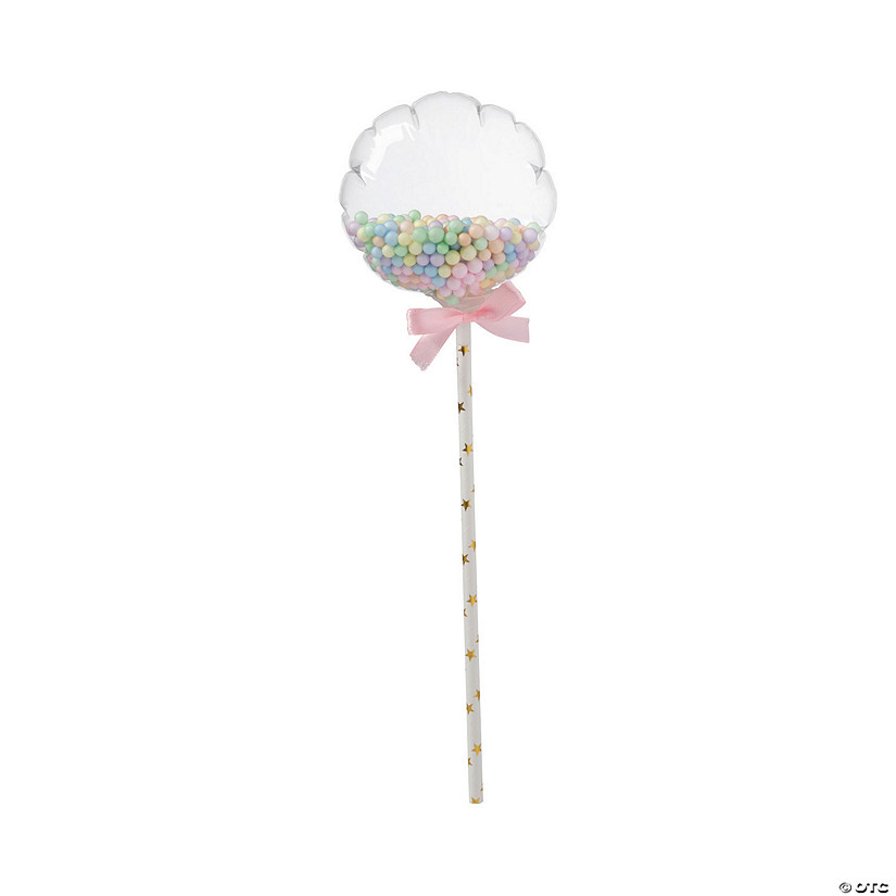 Clear Balloon Pom-Pom Cake Toppers - 6 Pc. Image