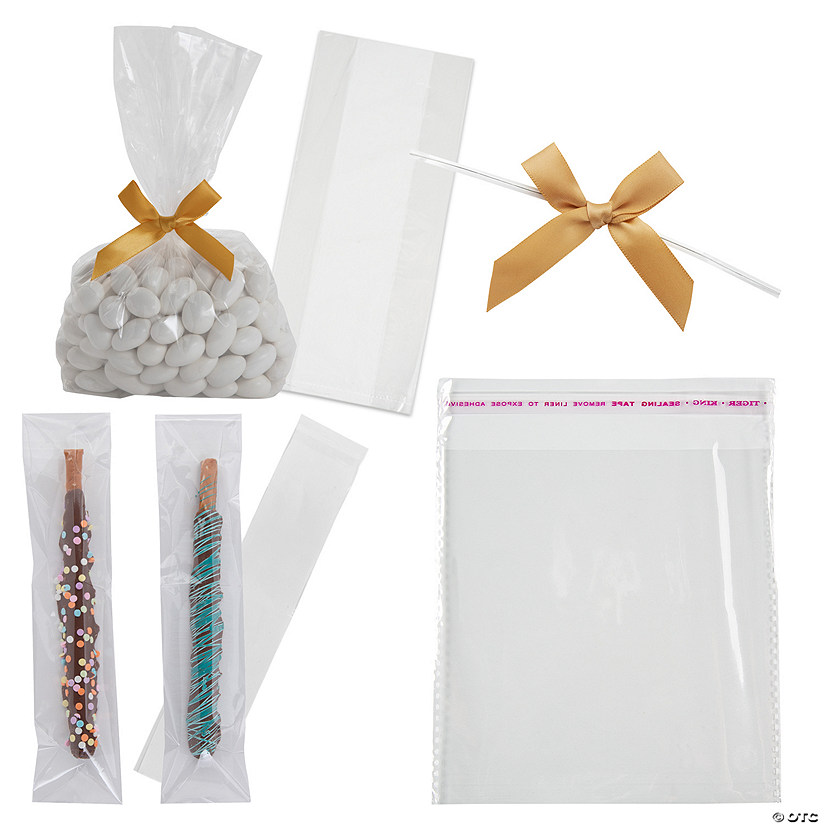 Clear Cellophane Bag Assortment with Gold Bow Kit for 244 Image
