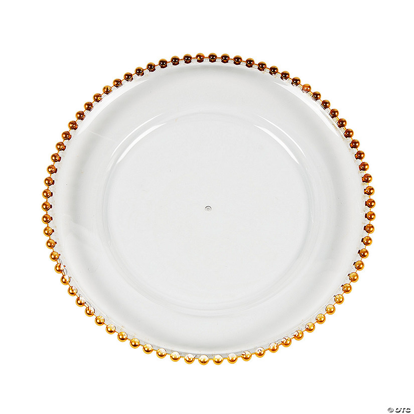 Clear Chargers with Gold Beaded Trim - 6 Ct. Image
