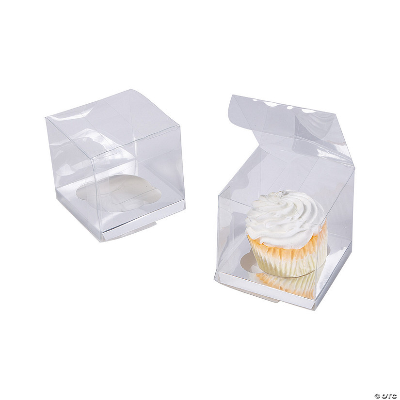 Clear Cupcake Boxes with Silver Base 12 Pc. Discontinued