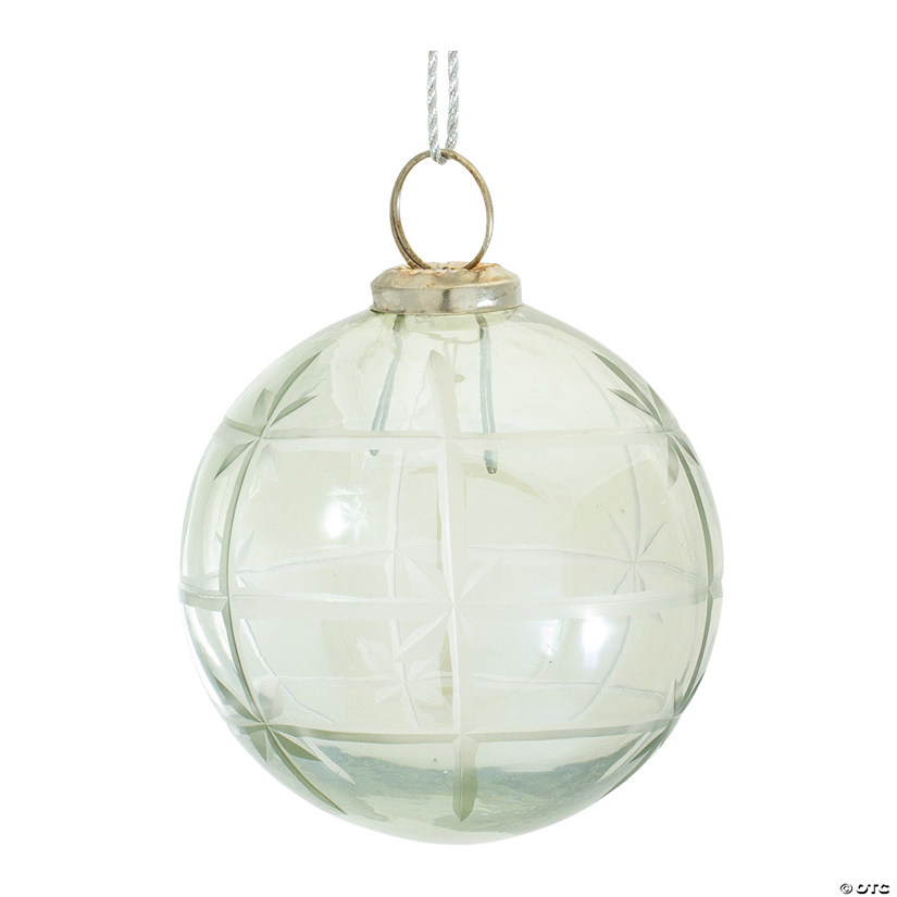 Clear Etched Glass Ball Ornament (Set Of 6) 3"D Image