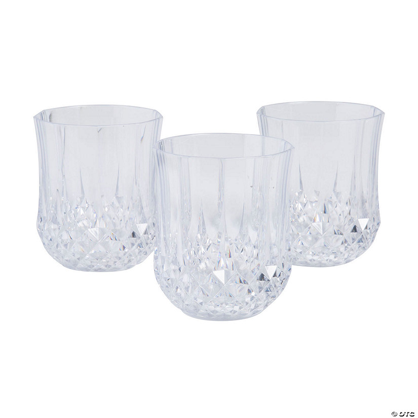 Clear Stemless Patterned Plastic Wine Glasses - 12 Pc. Image