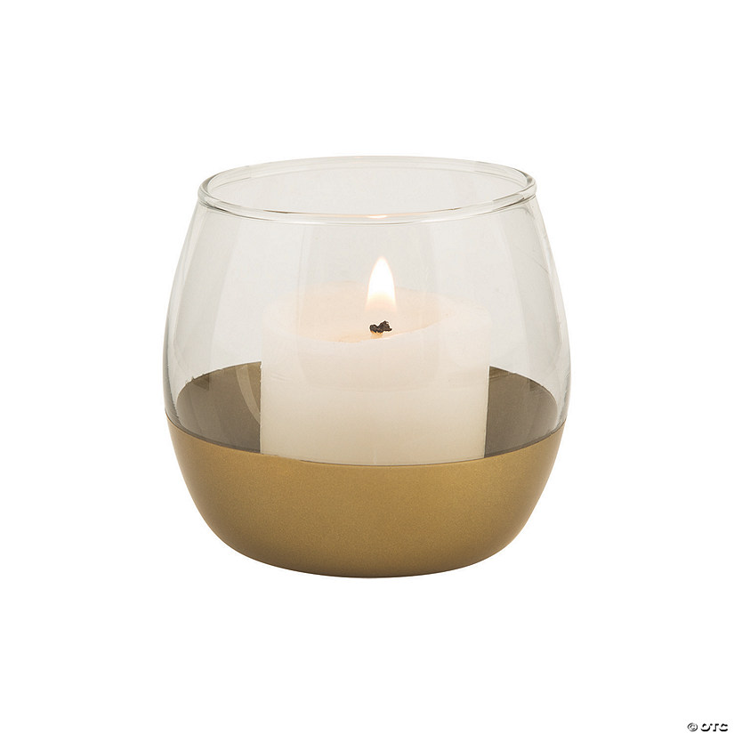 Clear Votive Candle Holders with Gold Base - 6 Pc. Image